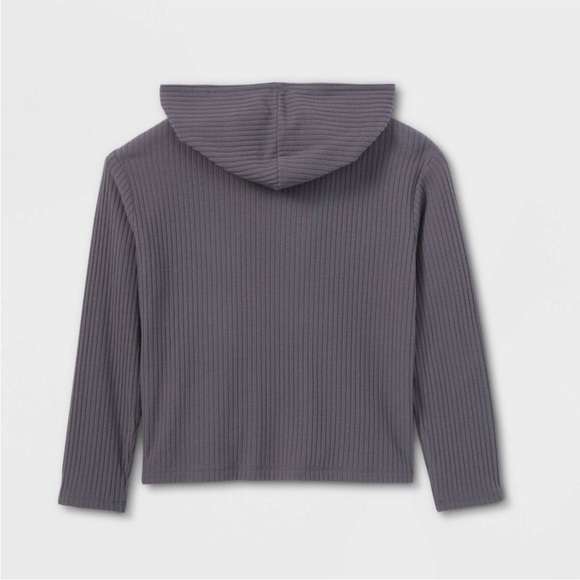 NWT Cozy Ribbed Gray Pullover Hoodie - Picture 4 of 4